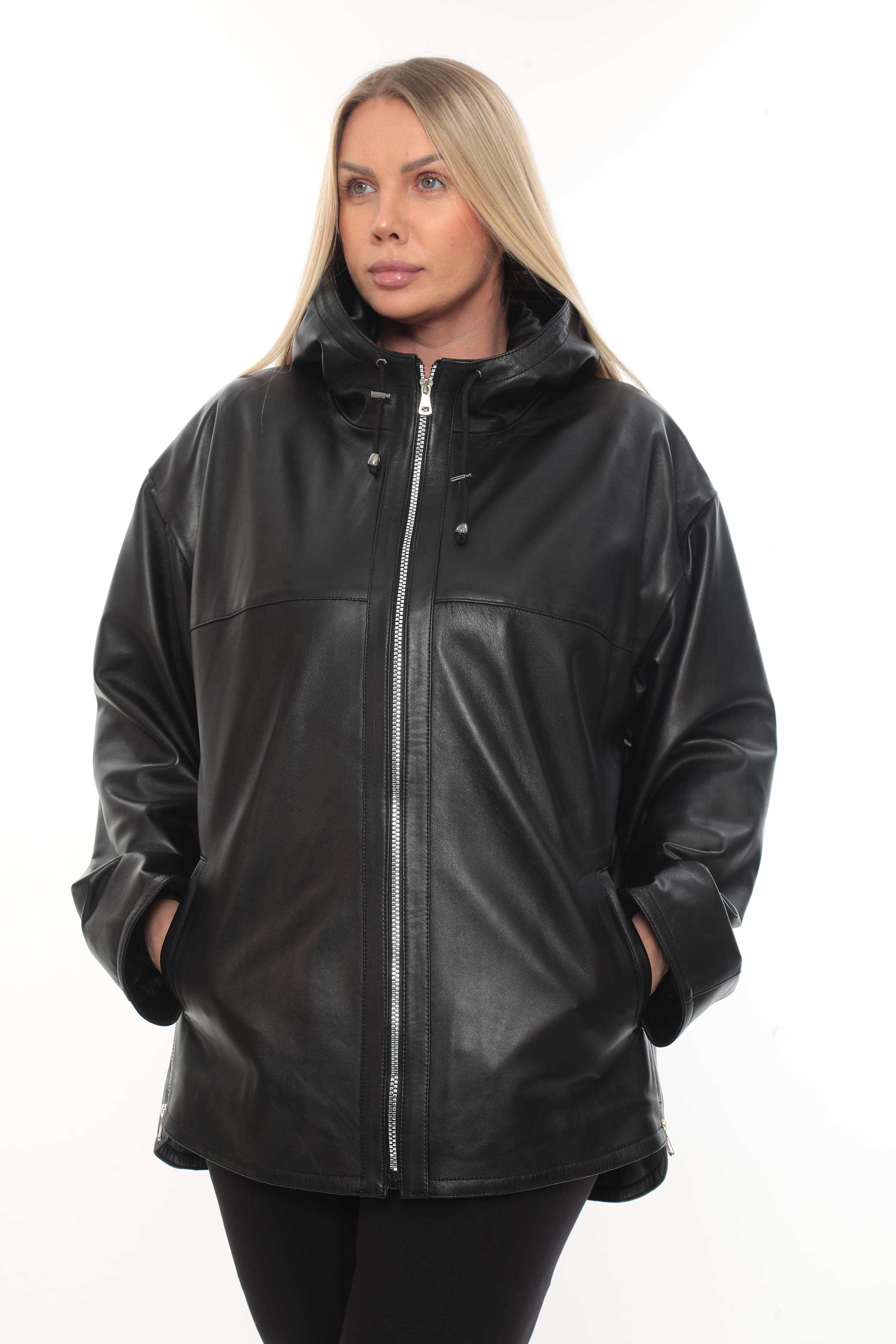 NOVARA NOIR – Oversized Hooded Leather Jacket