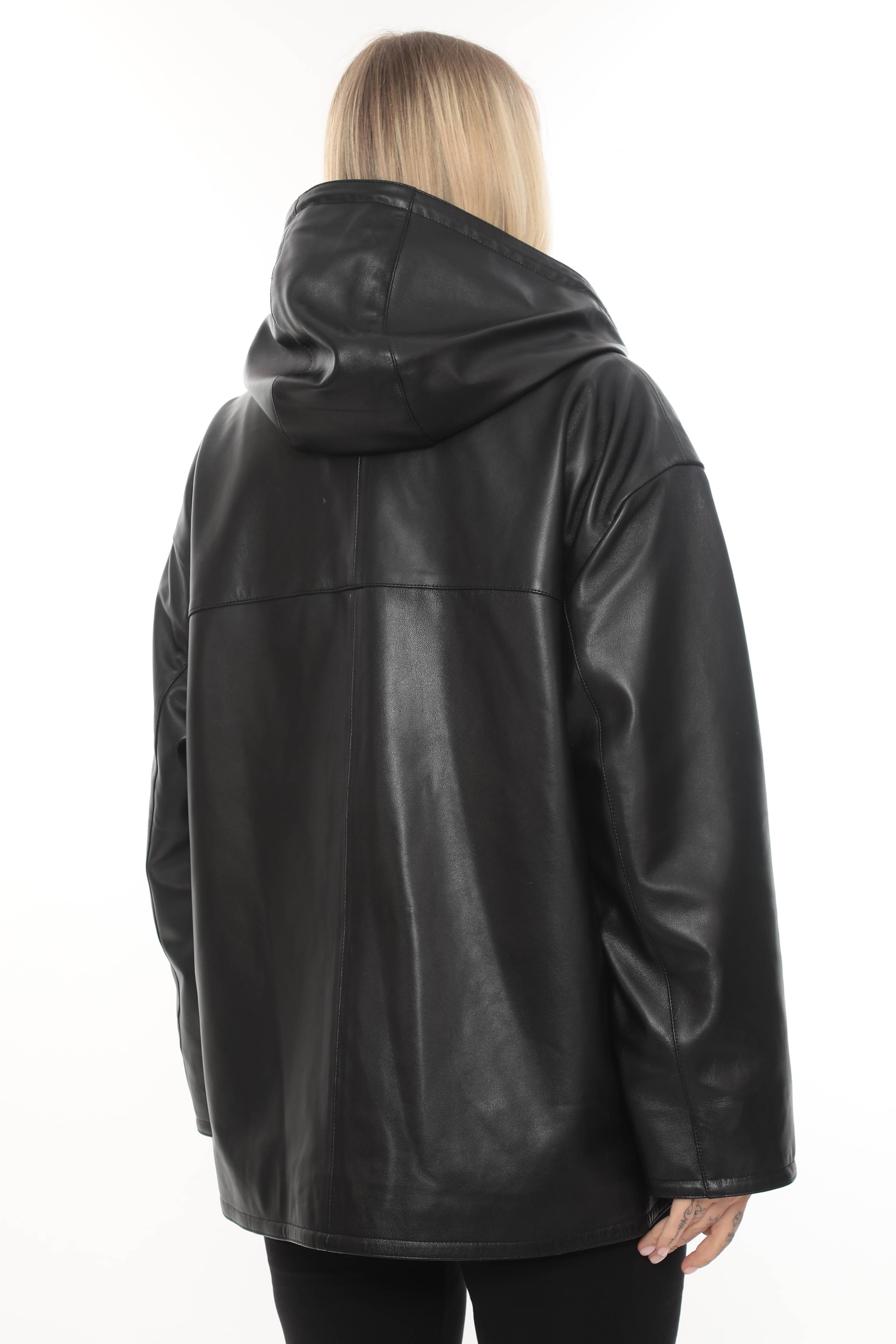 NOVARA NOIR – Oversized Hooded Leather Jacket