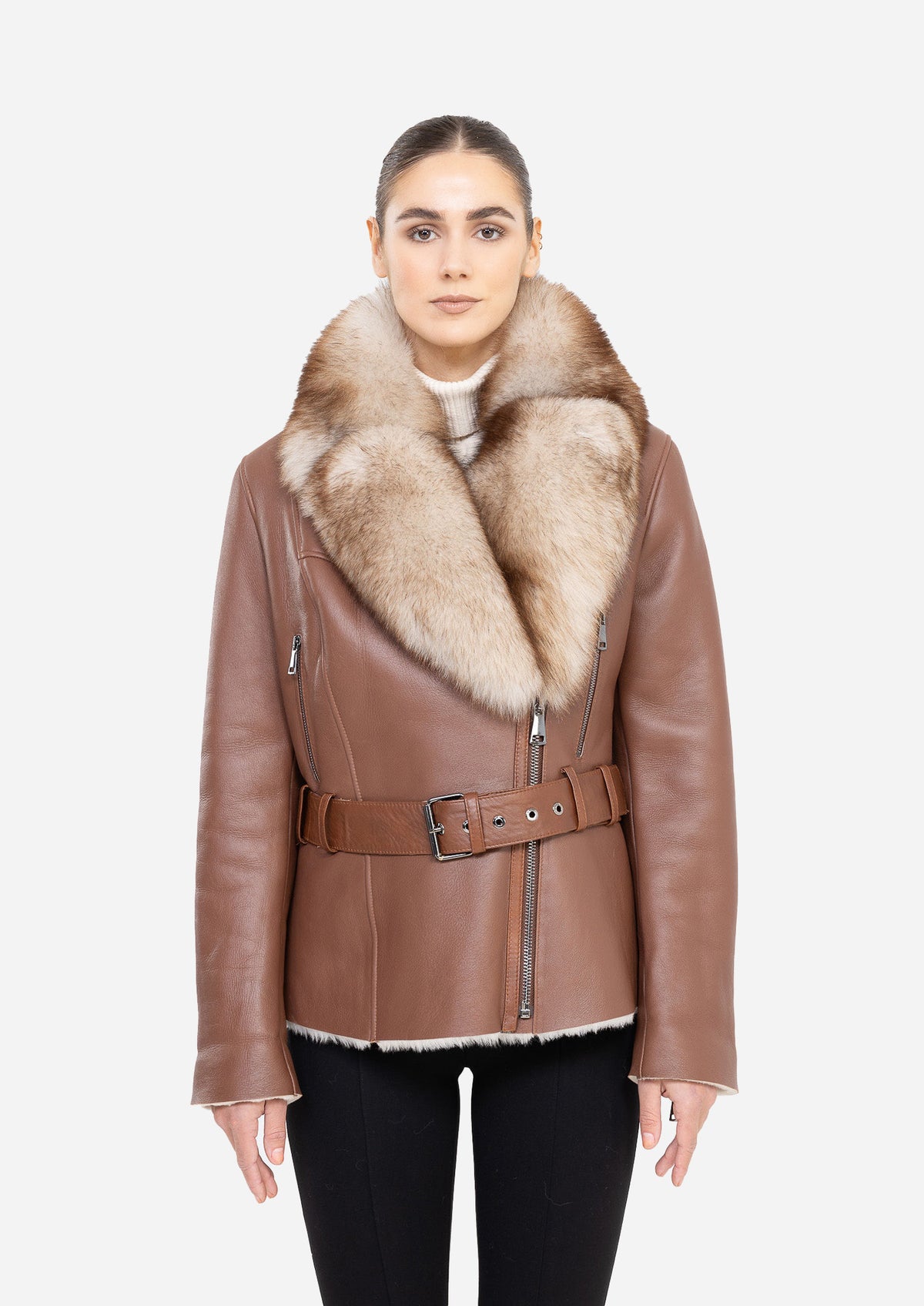 BELLE NOIR – Brown Shearling Jacket