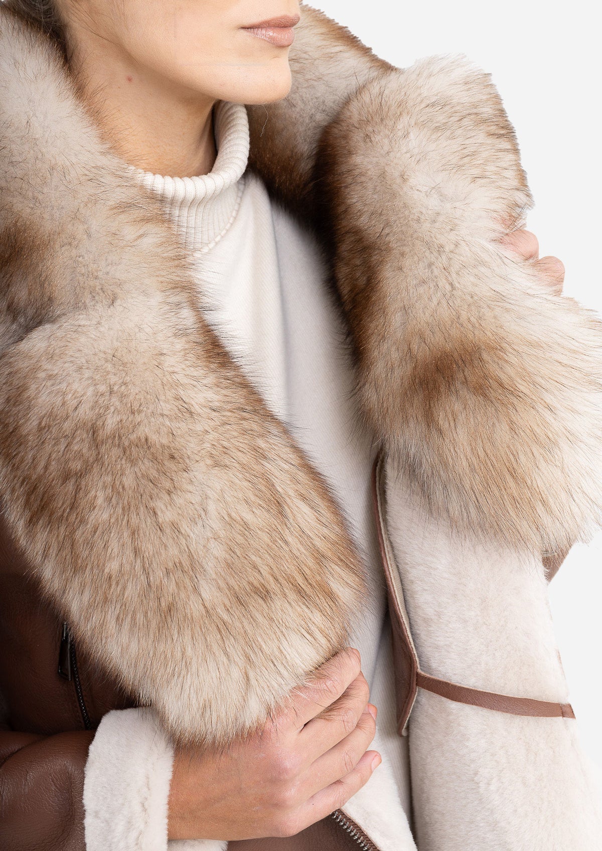 BELLE NOIR – Brown Shearling Jacket