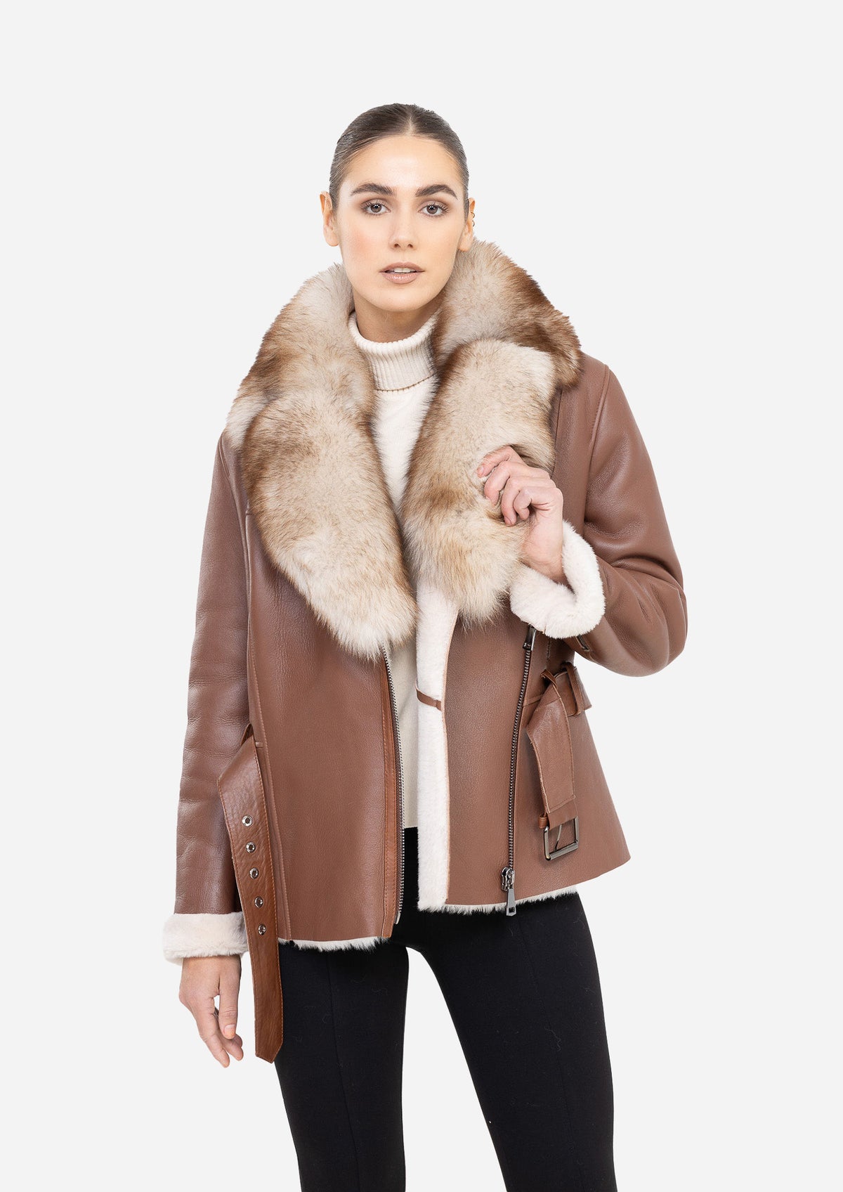 BELLE NOIR – Brown Shearling Jacket