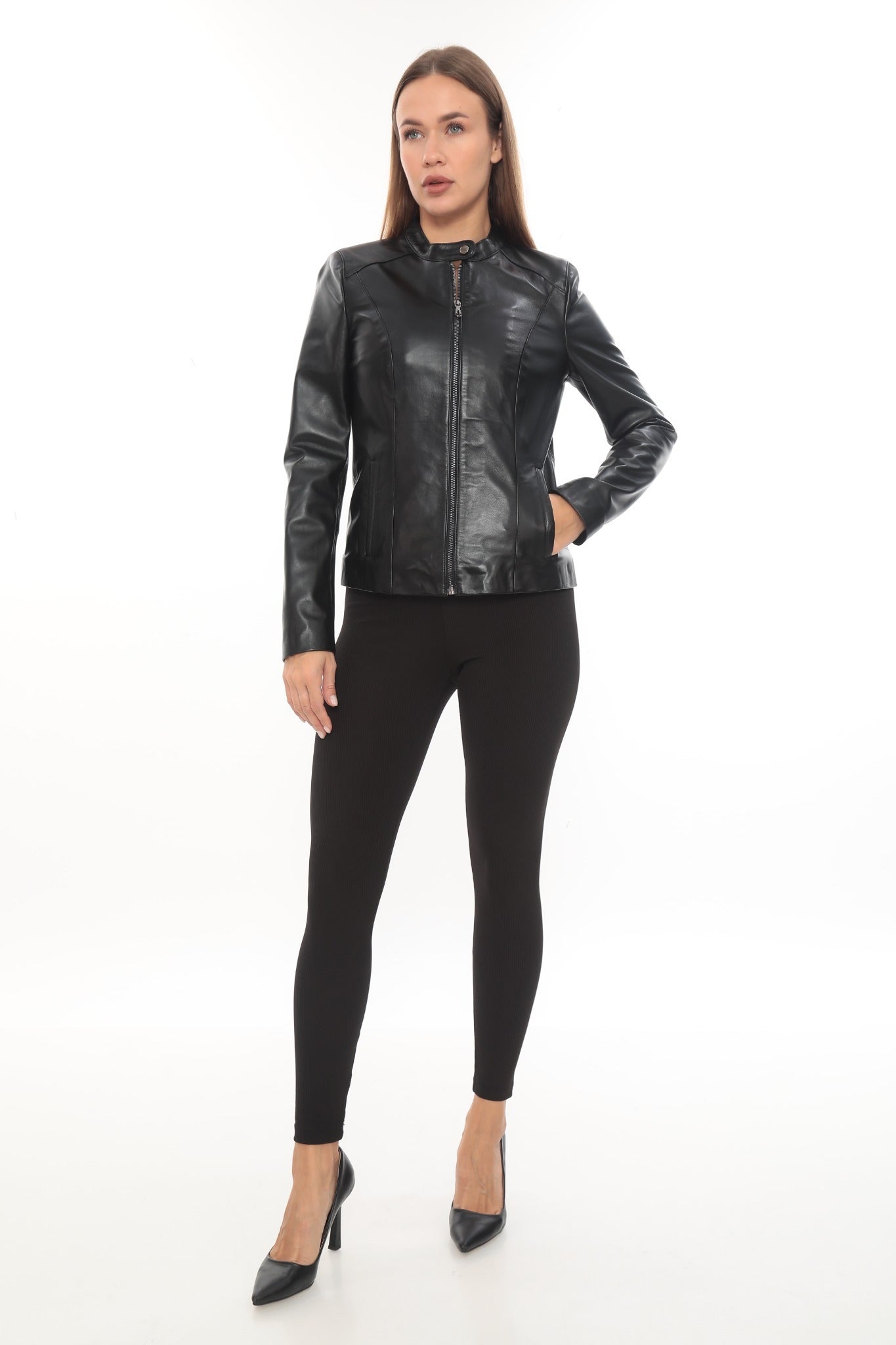 Luna Black Slim Fit Leather Jacket Black