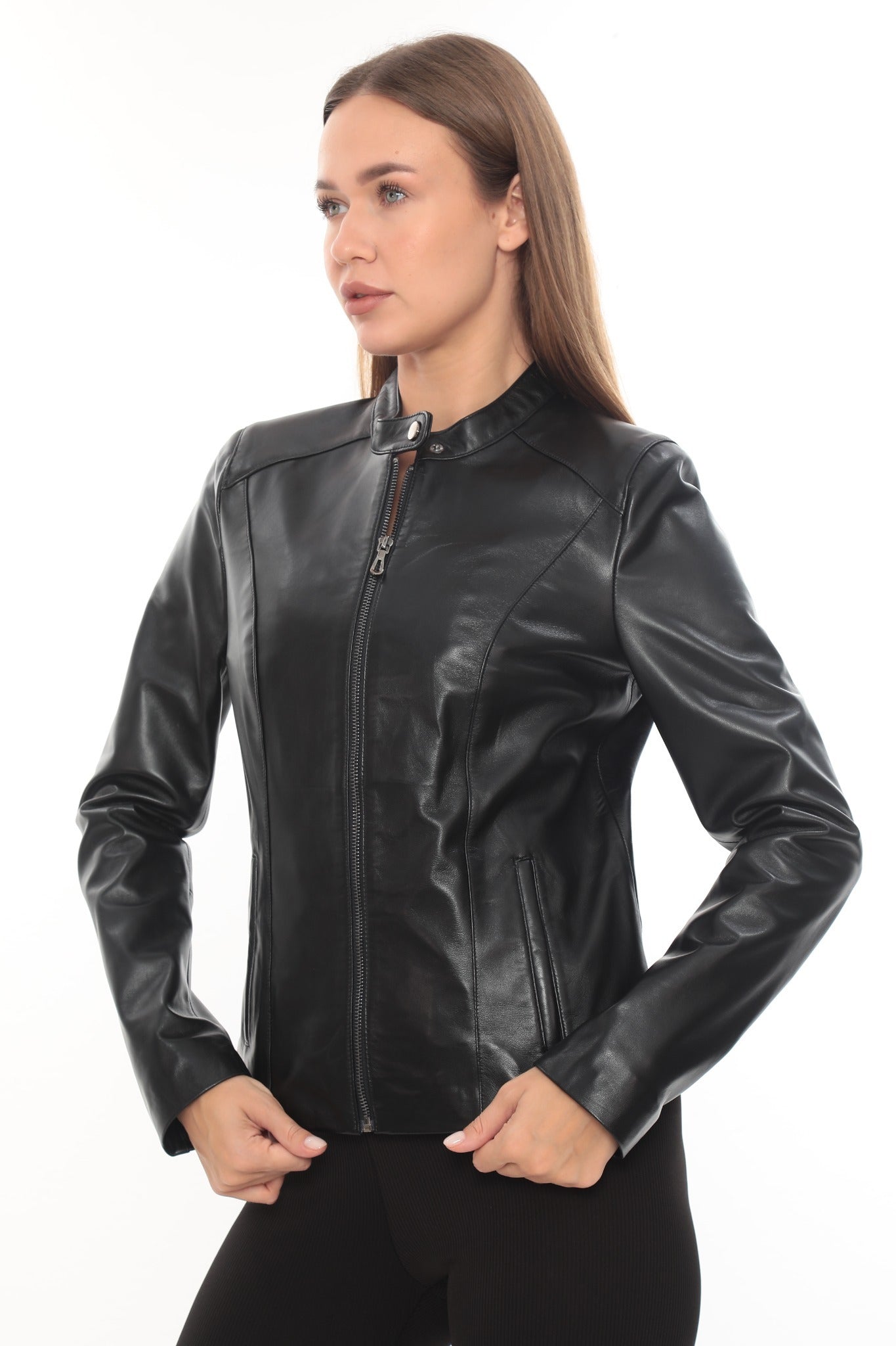 Luna Black Slim Fit Leather Jacket Black