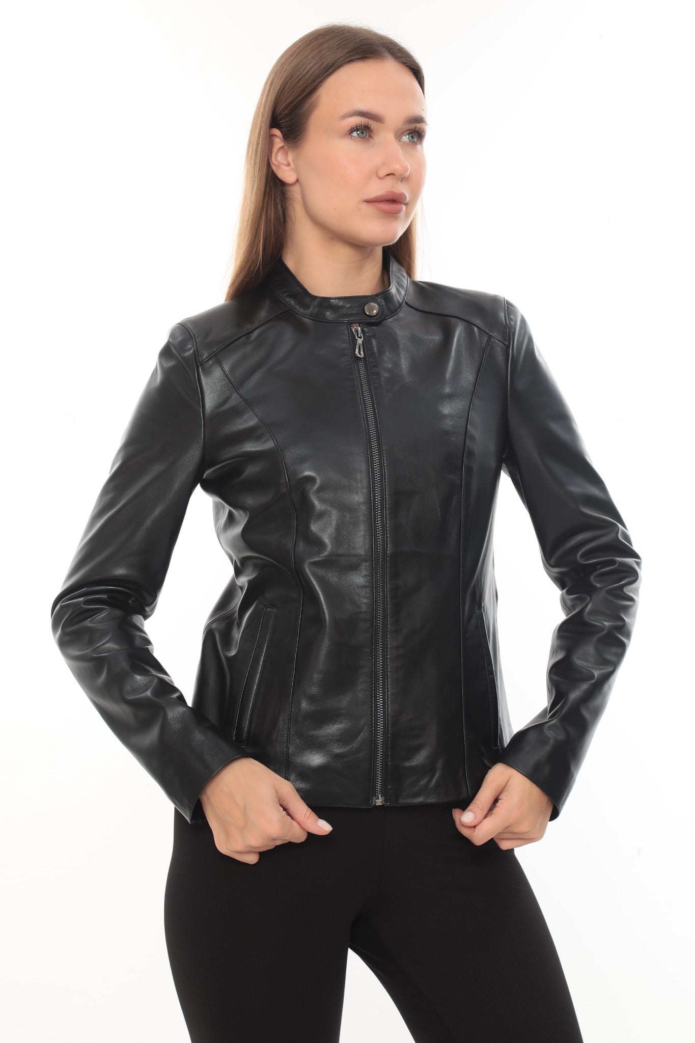 Luna Black Slim Fit Leather Jacket Black