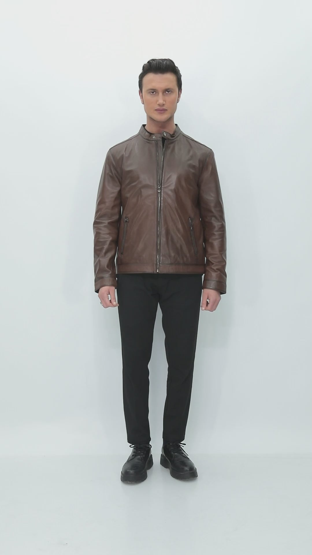 VANCE Brown Genuine Leather Jacket
