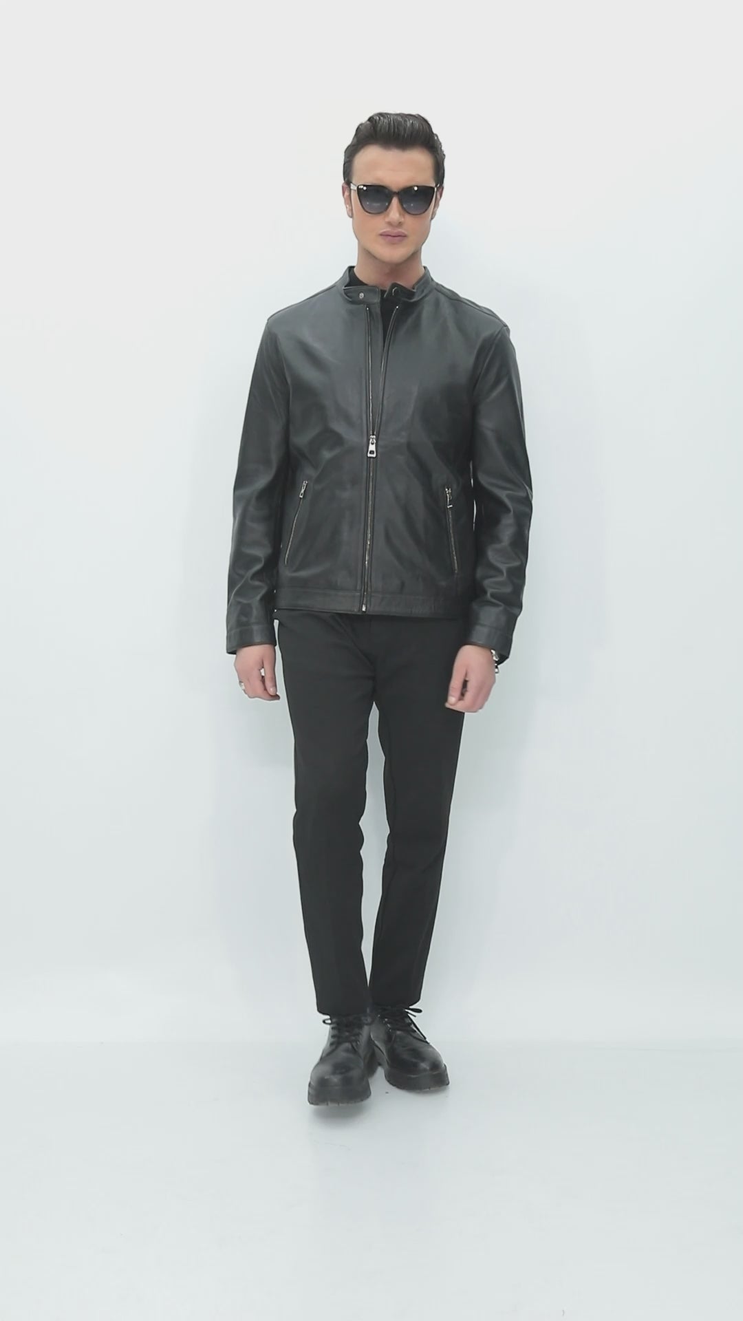 VANCE Black Genuine Leather Jacket