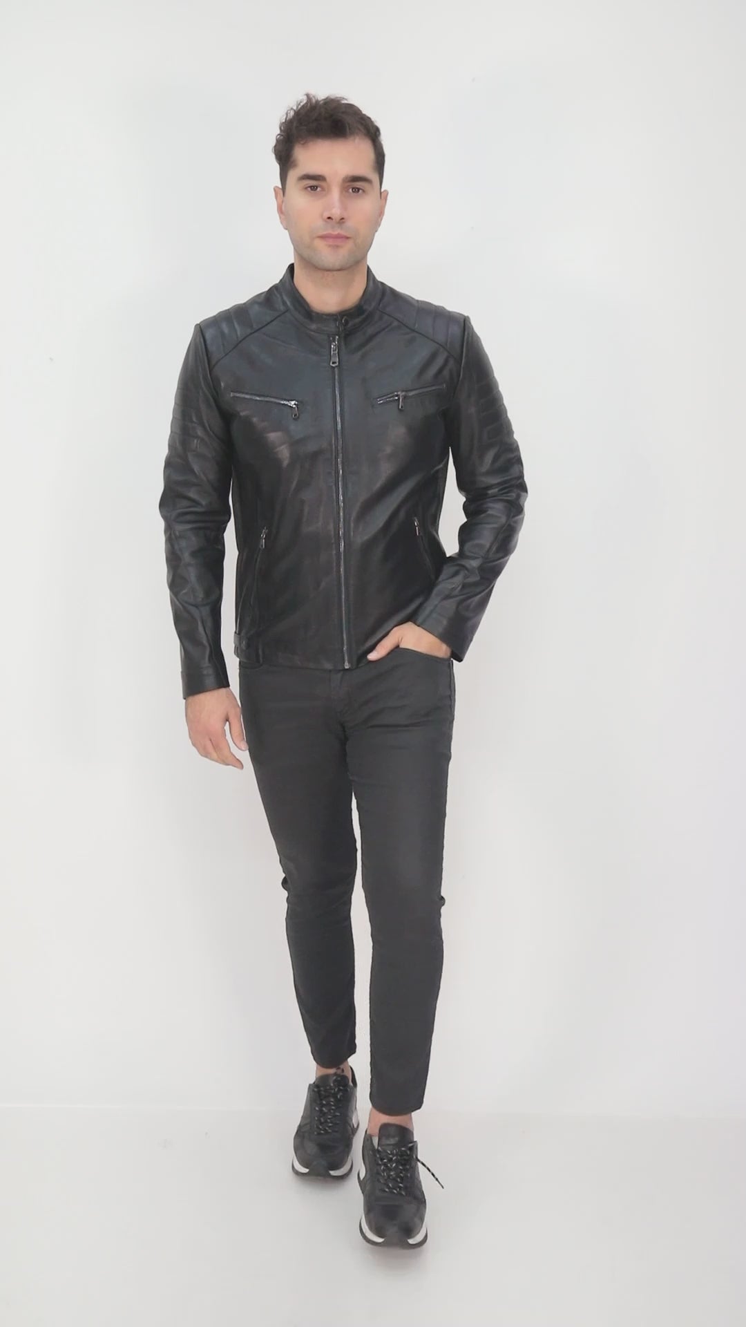 Matrix Black Biker Genuine Leather Jacket