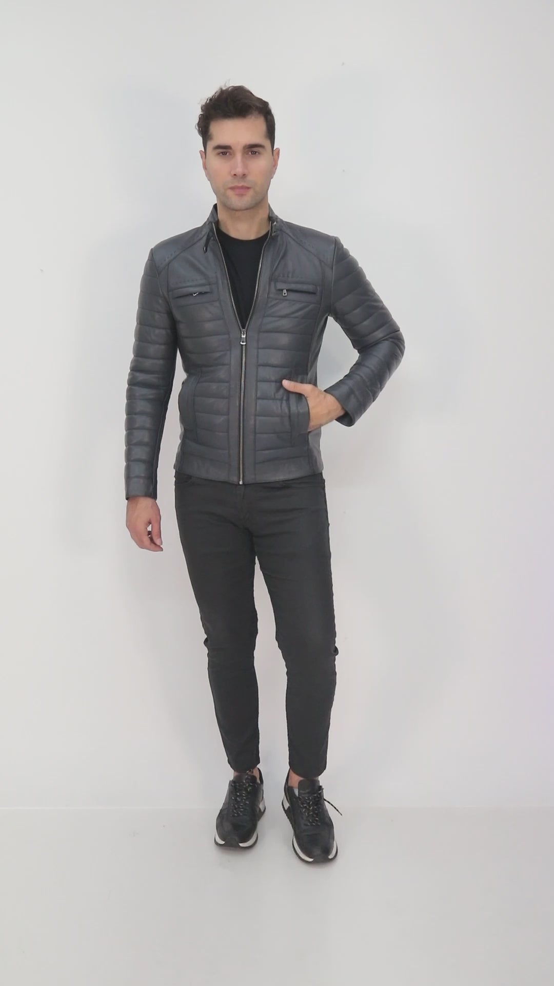 KAEL Anthracite Genuine Lambskin Leather Jacket