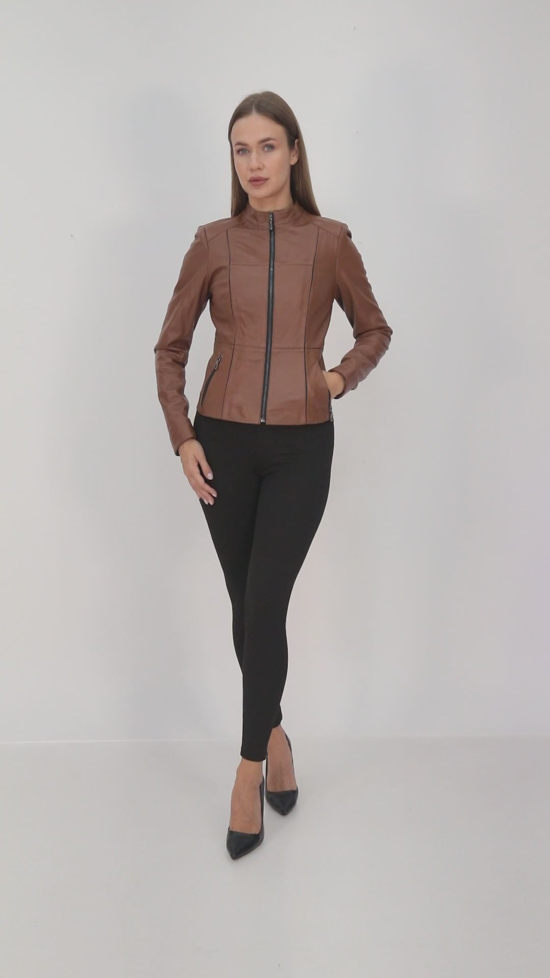 LEMA Genuine Lambskin Brown Leather Jacket Brown