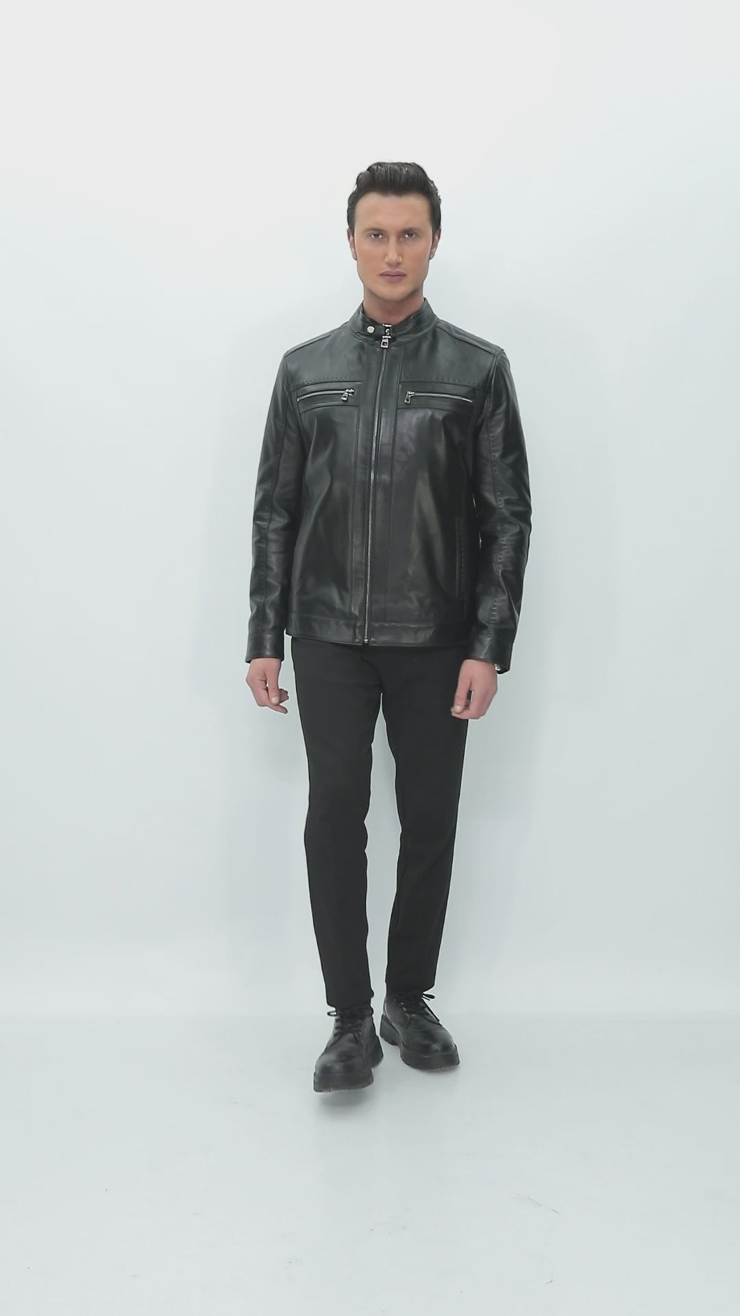 VORTEX Black Genuine Lambskin Leather Jacket