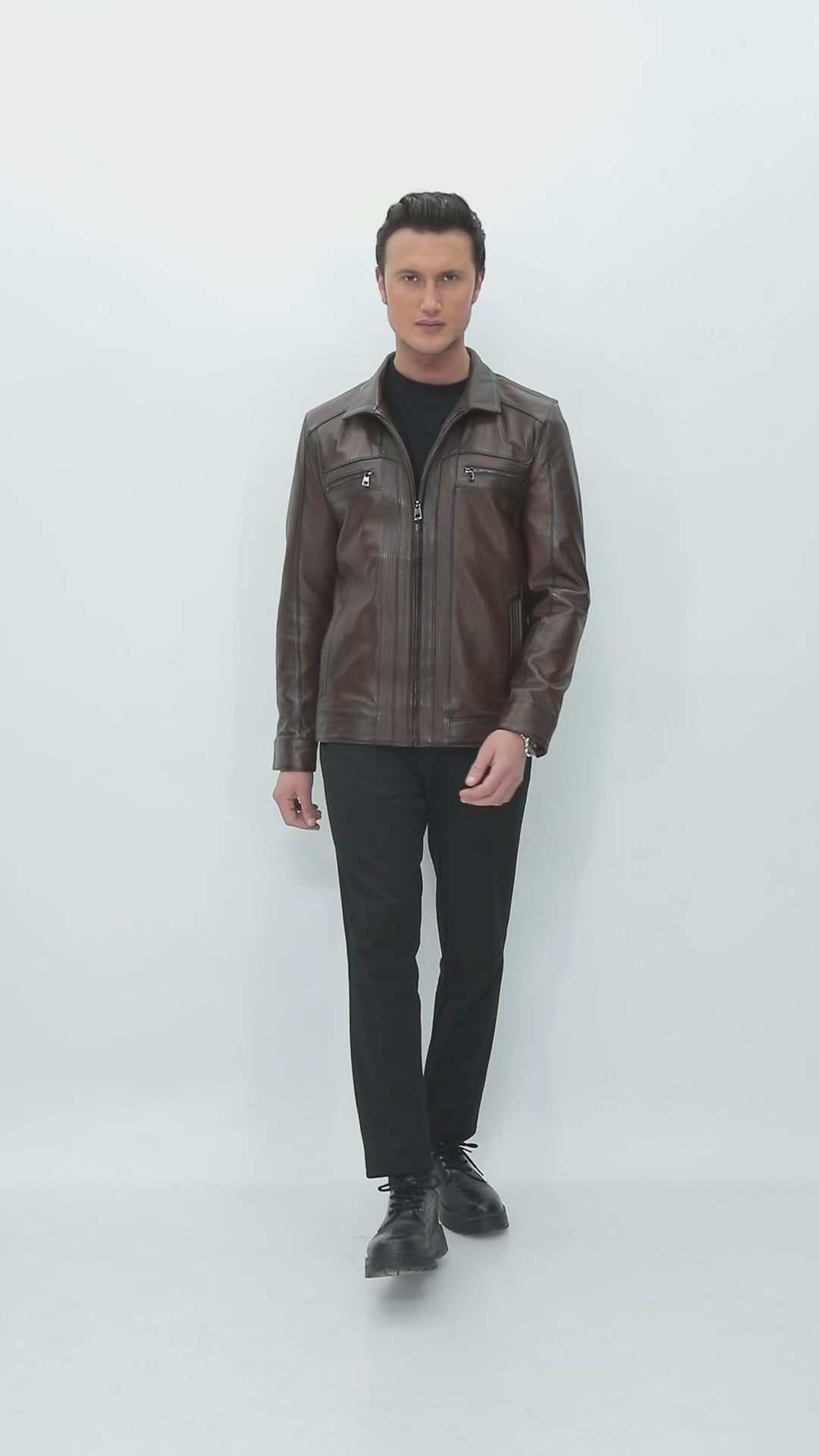 RAYDEN Brown Genuine Lambskin Leather Jacket