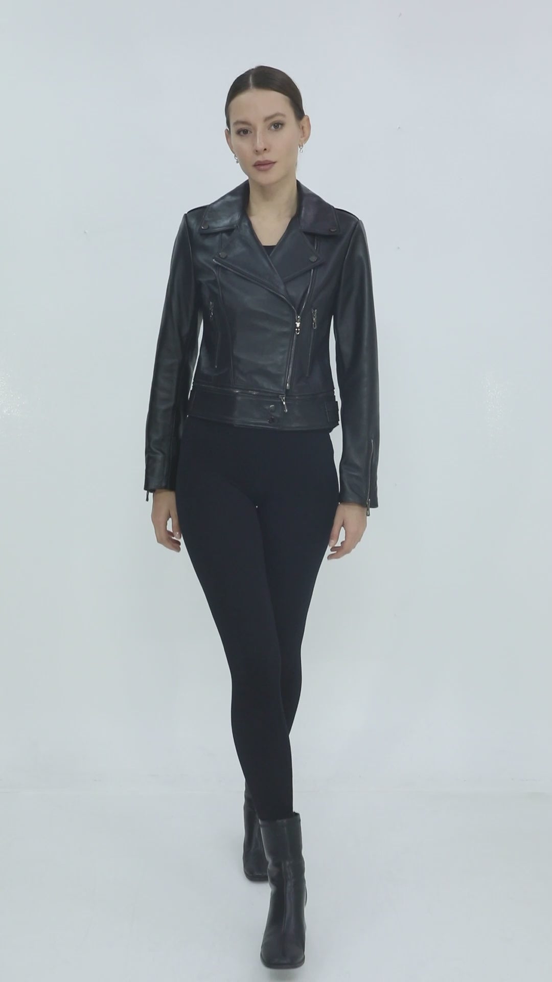 RAVEN JUMBO BLACK GRAINED LEATHER ASYMMETRICAL BIKER JACKET