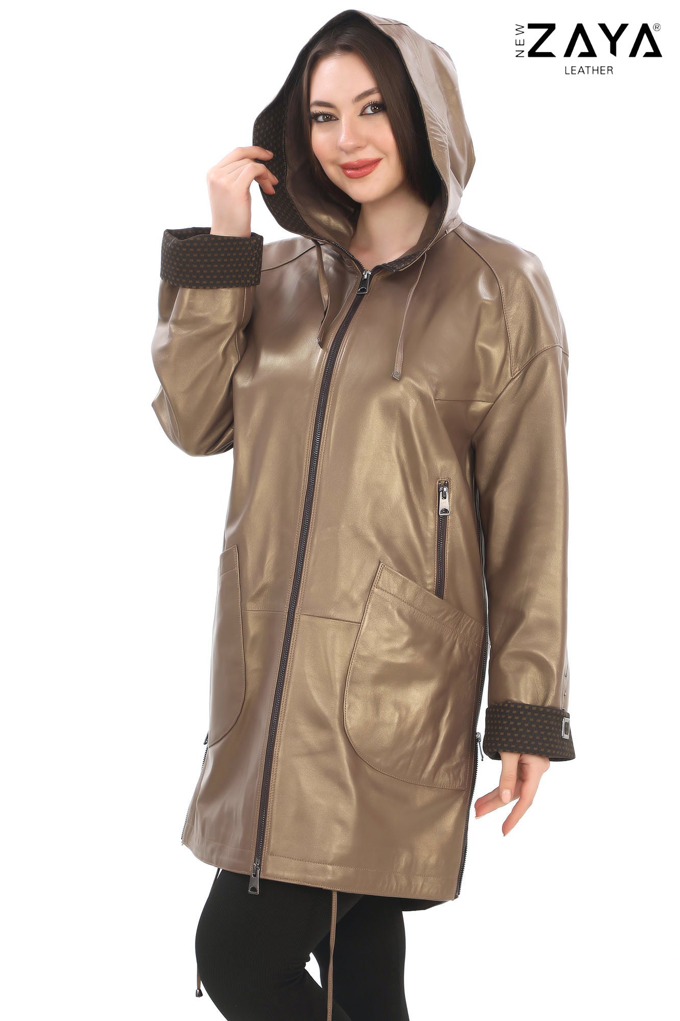 ÉLISÉA COPPER – Oversized Leather Trench Coat Bronze
