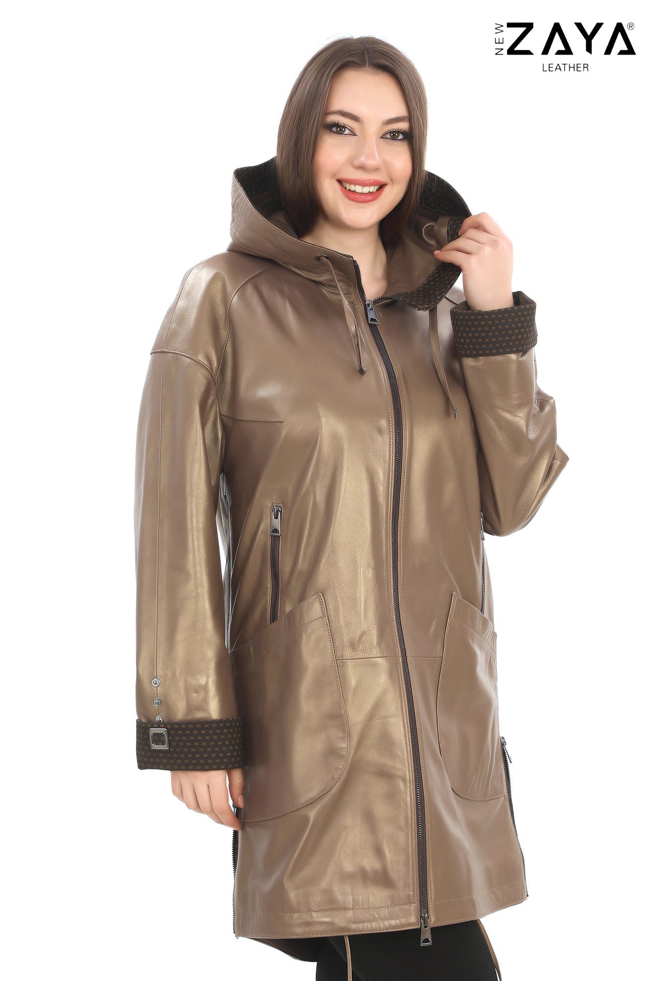 ÉLISÉA COPPER – Oversized Leather Trench Coat Bronze
