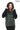 Chloe Genuine Leather khaki Hooded Jacket with Knitwear Trim