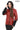 Chloe Genuine Leather Red Hooded Jacket with Knitwear Trim