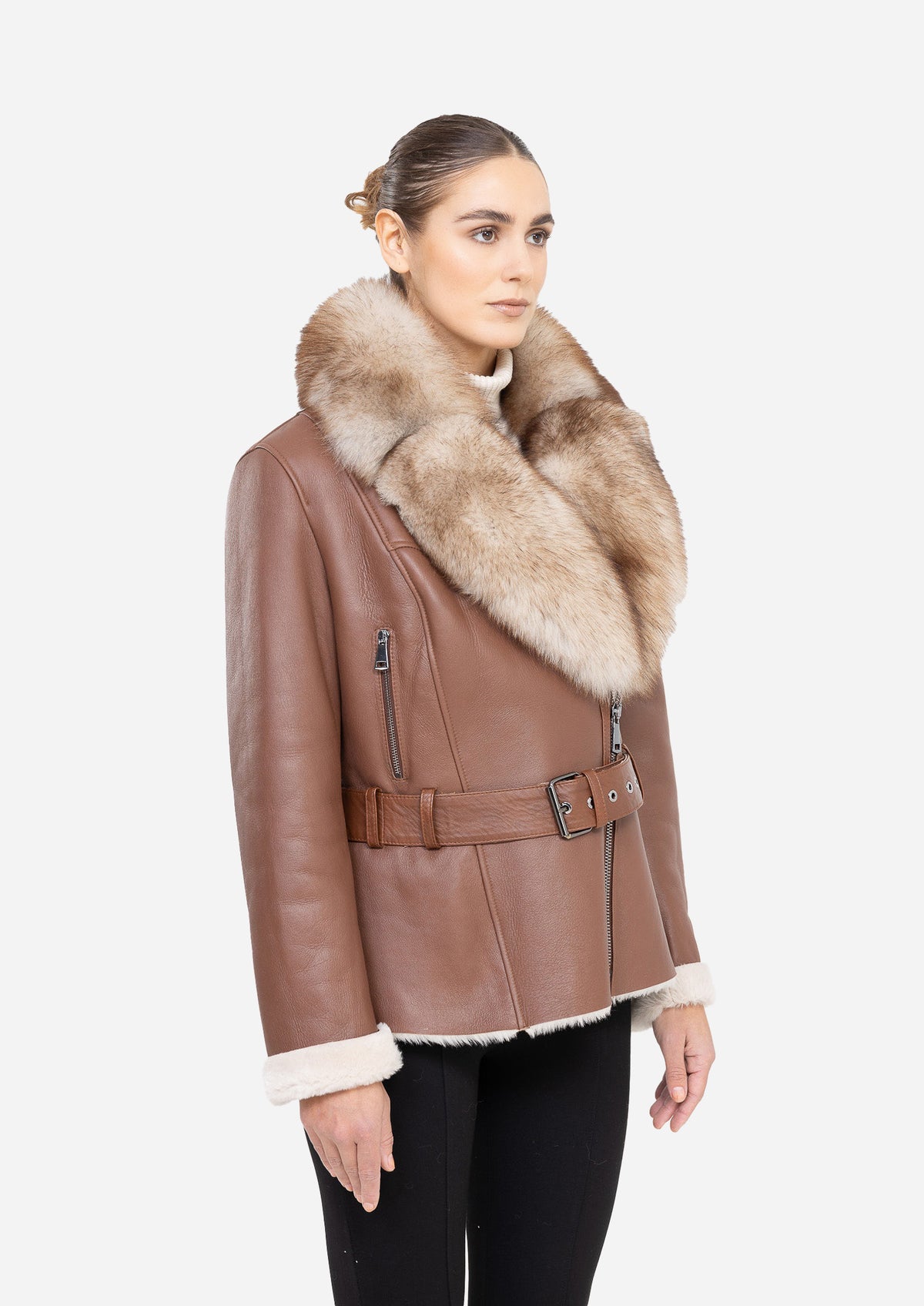 BELLE NOIR – Brown Shearling Jacket