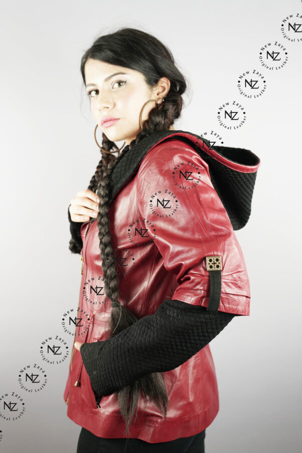 Kadın Kırmızı Deri Ceket B-1385